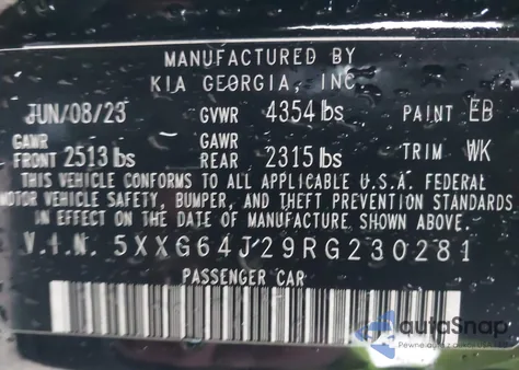 2024 Kia K5 Gt-Line z USA, uszkodzony, nr VIN 5XXG64J29RG230281